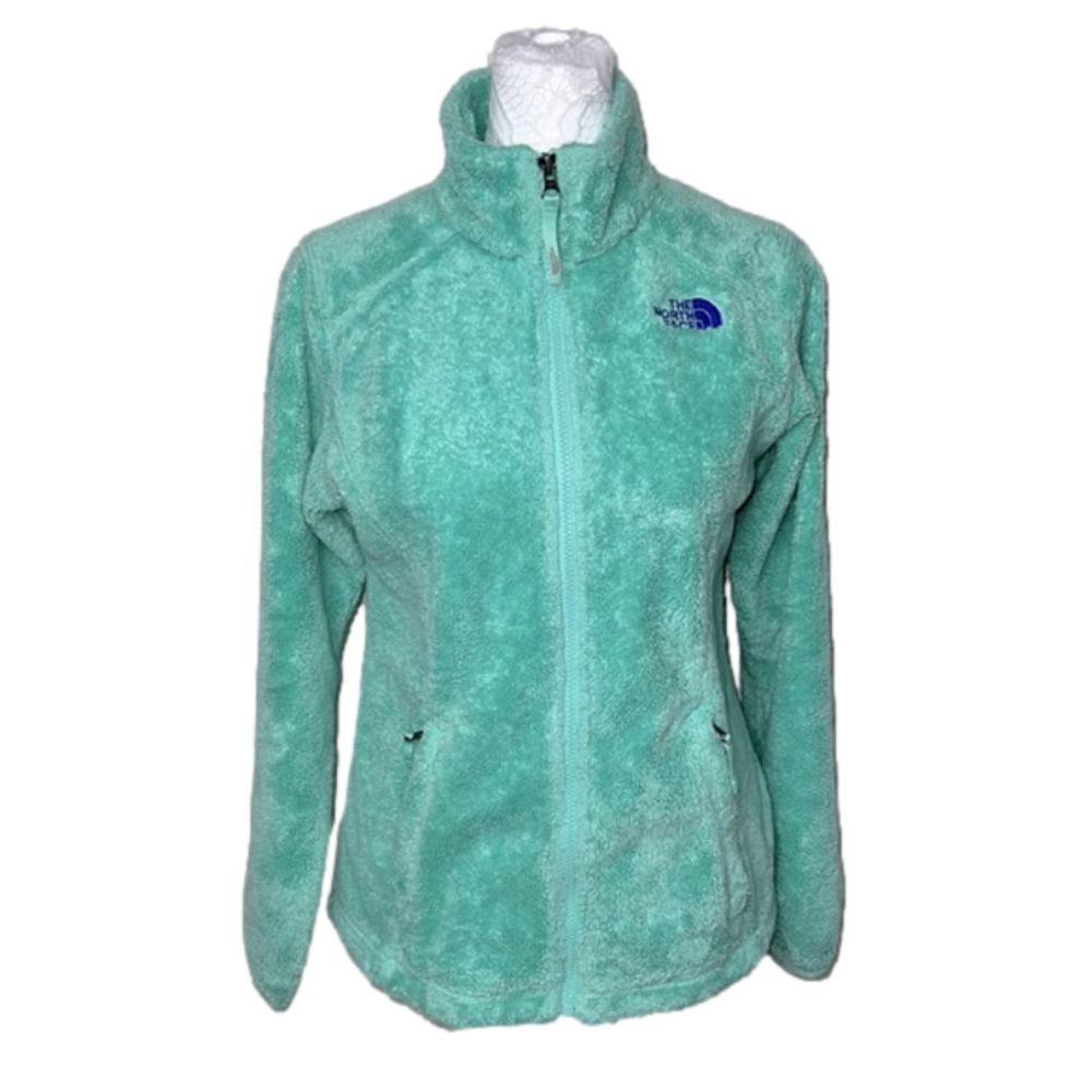 The North Face Girls Turquoise Plush Furry Fleece Zip Up Jacket - Size LG 14/16